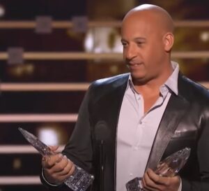 Vin Diesel giving an accceptance speech at the 2021 People's Choice Award